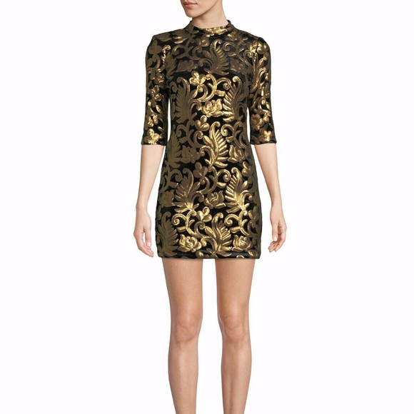 Alice + Olivia Inka Strong-Shoulder Mockneck Dress - Picture 2 of 6